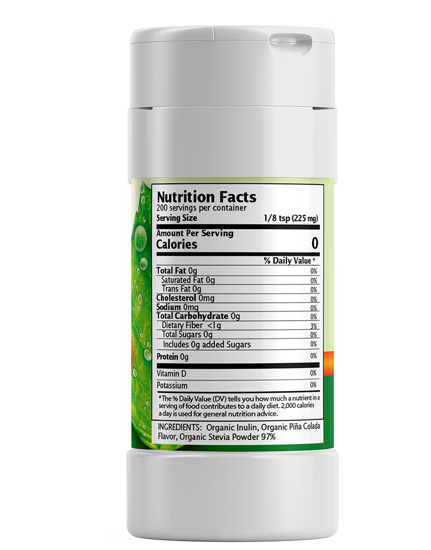 Piña Colada Stevia Powder Shaker. 100% Organic Stevia Sweetener. Pure & Naturally Sweet, Zero Calorie, 0 Carbs, Diabetic & Keto-Friendly (1.6oz) 45g