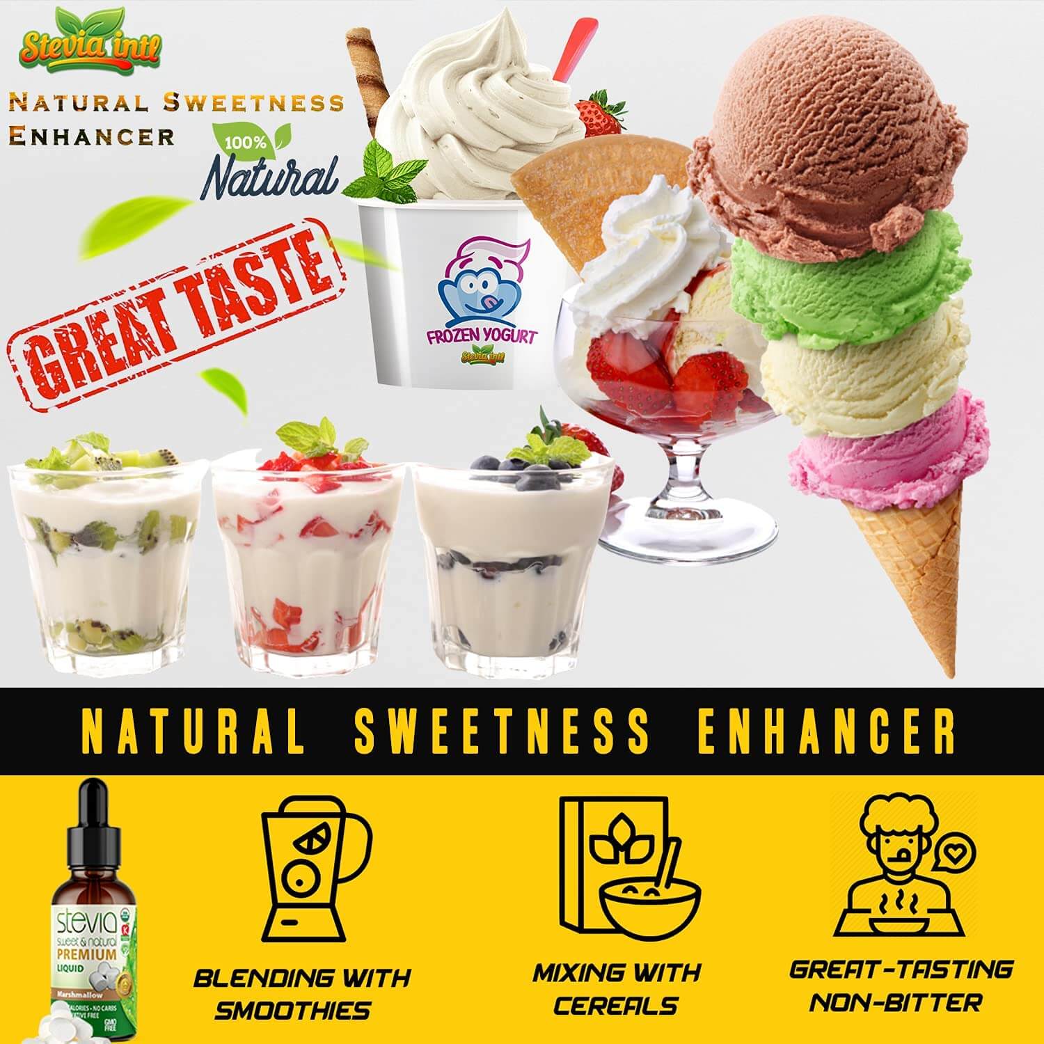 Marshmallow Stevia Liquid Drops. Organic Stevia Sweetener. Naturally Sweet, Best Sugar Substitute, Zero Calorie, Non-GMO, Diabetic & Keto Friendly