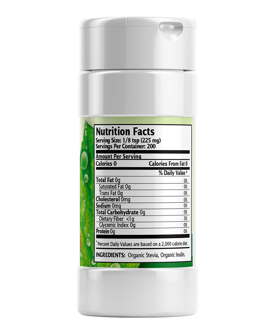 Natural Flavor Stevia Powder Shaker. Organic Stevia Sweetener. Pure & Naturally Sweet, Zero Calorie, 0 Carbs, Diabetic & Keto-Friendly (1.6oz) 45g