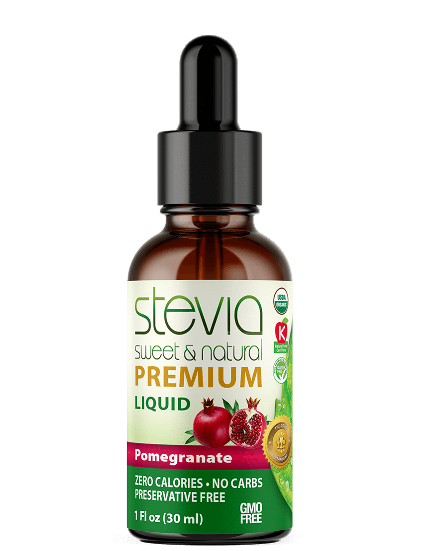 Pomegranate Stevia Liquid Drops. Organic Stevia Sweetener. Natural Stevia Extract. Best Sugar Substitute, 100% Pure Extract, All Naturally Sweet, Non Bitter, Zero Calorie, 0 Carbs, Gluten-Free, Non-GMO, Diabetic & Keto Friendly