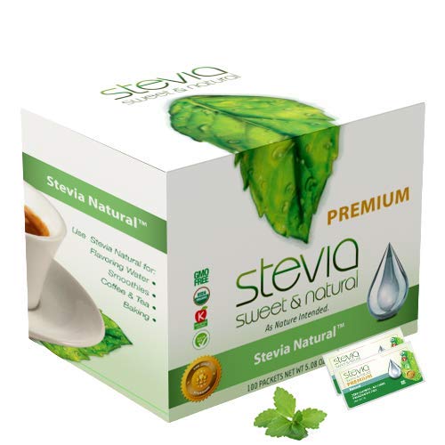 Natural Organic Stevia Packets Powder. All-Natural Stevia Sweetener, Best Sugar Substitute, Highly Concentrated & 100% Pure Extract Stevia. Zero Calories, 0 Carbs Diabetic & Keto Friendly