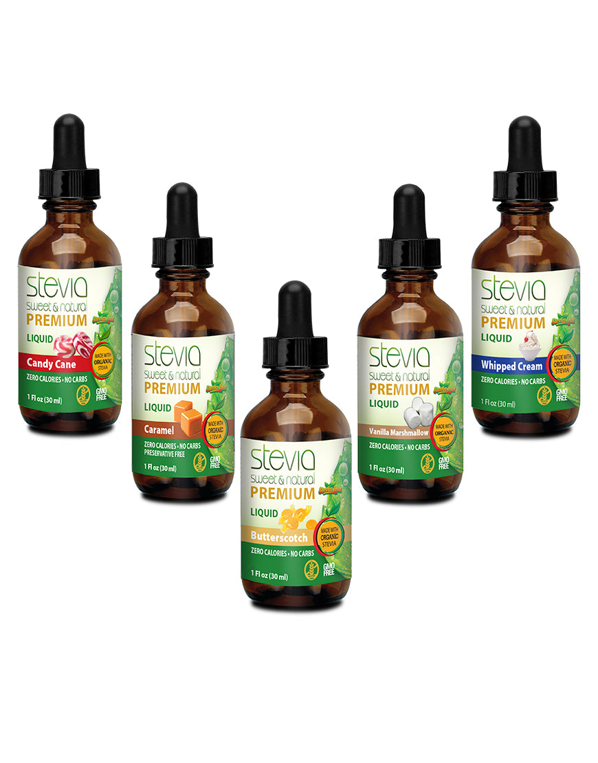 Wonka Land  (5-Pack ) Bundle | Premium Stevia drops | 5 Flavors in Glass Bottles | All Natural | Non-Bitter | NON-GMO | Diabetic & Keto Friendly (1oz)