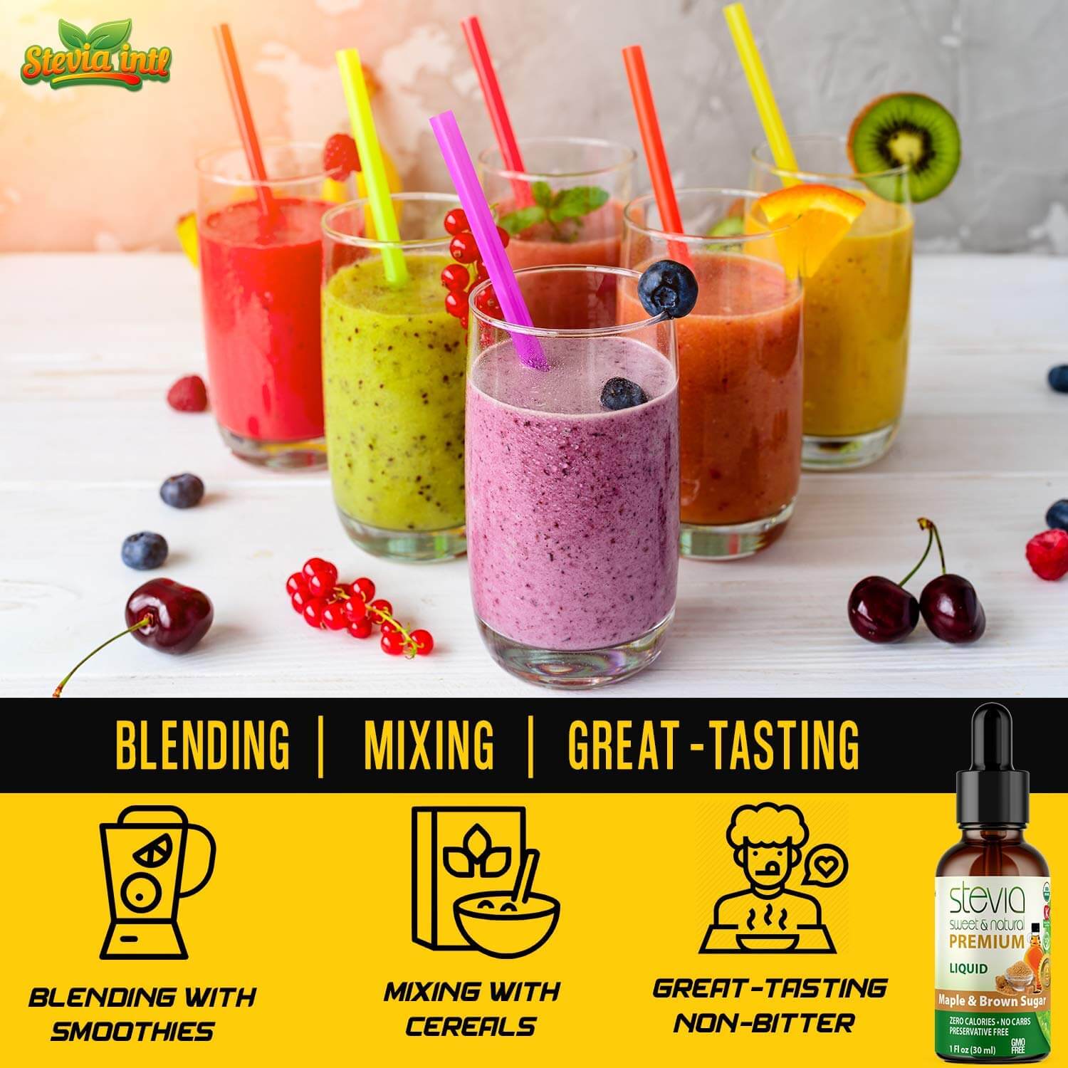 Maple & Brown Sugar Stevia Liquid Drops. Organic Stevia Sweetener. Naturally Sweet, Sugar Substitute, Zero Calorie, Non-GMO, Diabetic & Keto Friendly