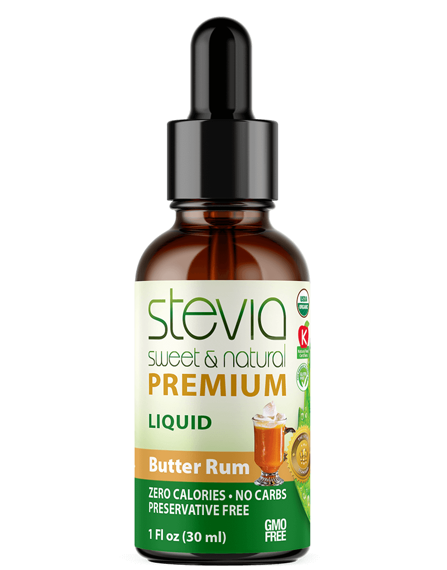 Butter Rum  Stevia Liquid Drops. Organic Stevia Sweetener. Natural Stevia Extract. Best Sugar Substitute, 100% Pure Extract, All Naturally Sweet, Non Bitter, Zero Calorie, 0 Carbs, Gluten-Free, Non-GMO, Diabetic & Keto Friendly
