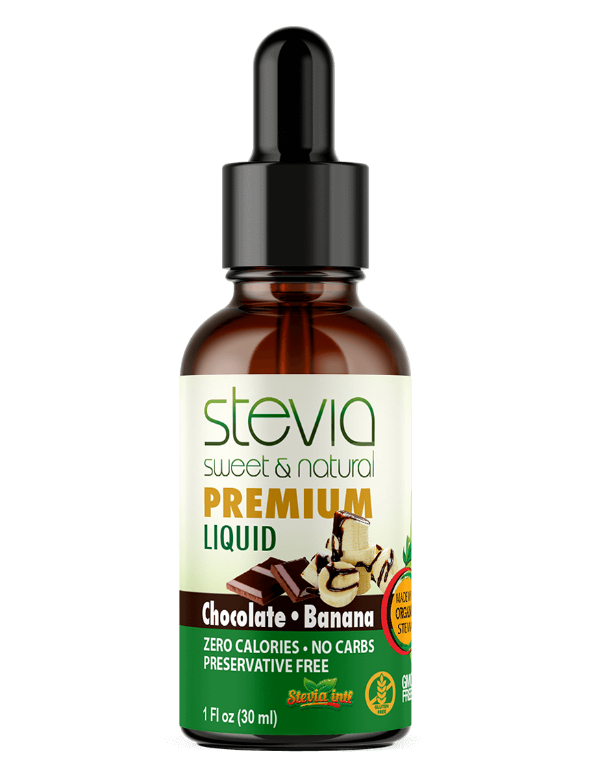 Chocolate Banana Stevia Liquid Drops Premium Quality Organic Stevia. 100% Pure Extract, 0 Calorie, 0 Carbs, Non-GMO, Diabetic & Keto Friendly