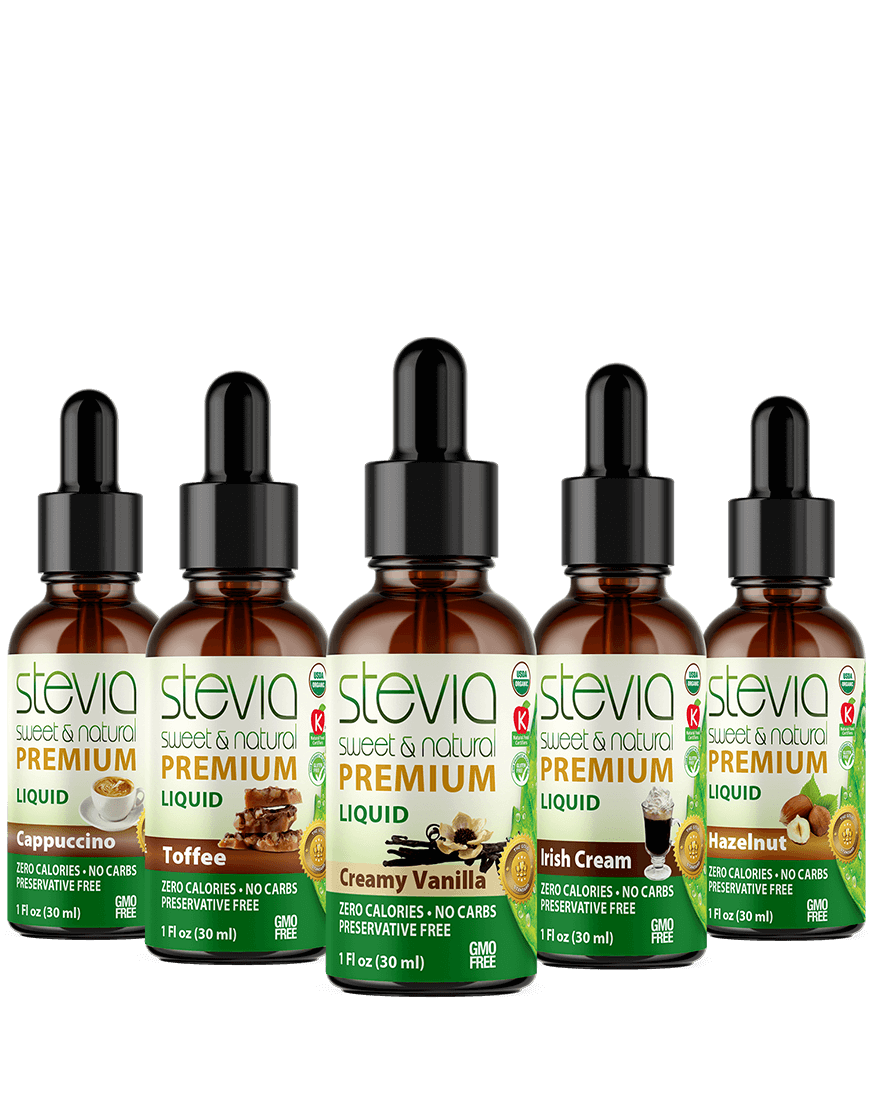 Coffee Lovers Bundle Stevia Liquid Drops. 100% Organic Stevia Sweetener, Naturally Sweet, Zero Calorie, 0 Carbs, Non-GMO, Diabetic & Keto Friendly.