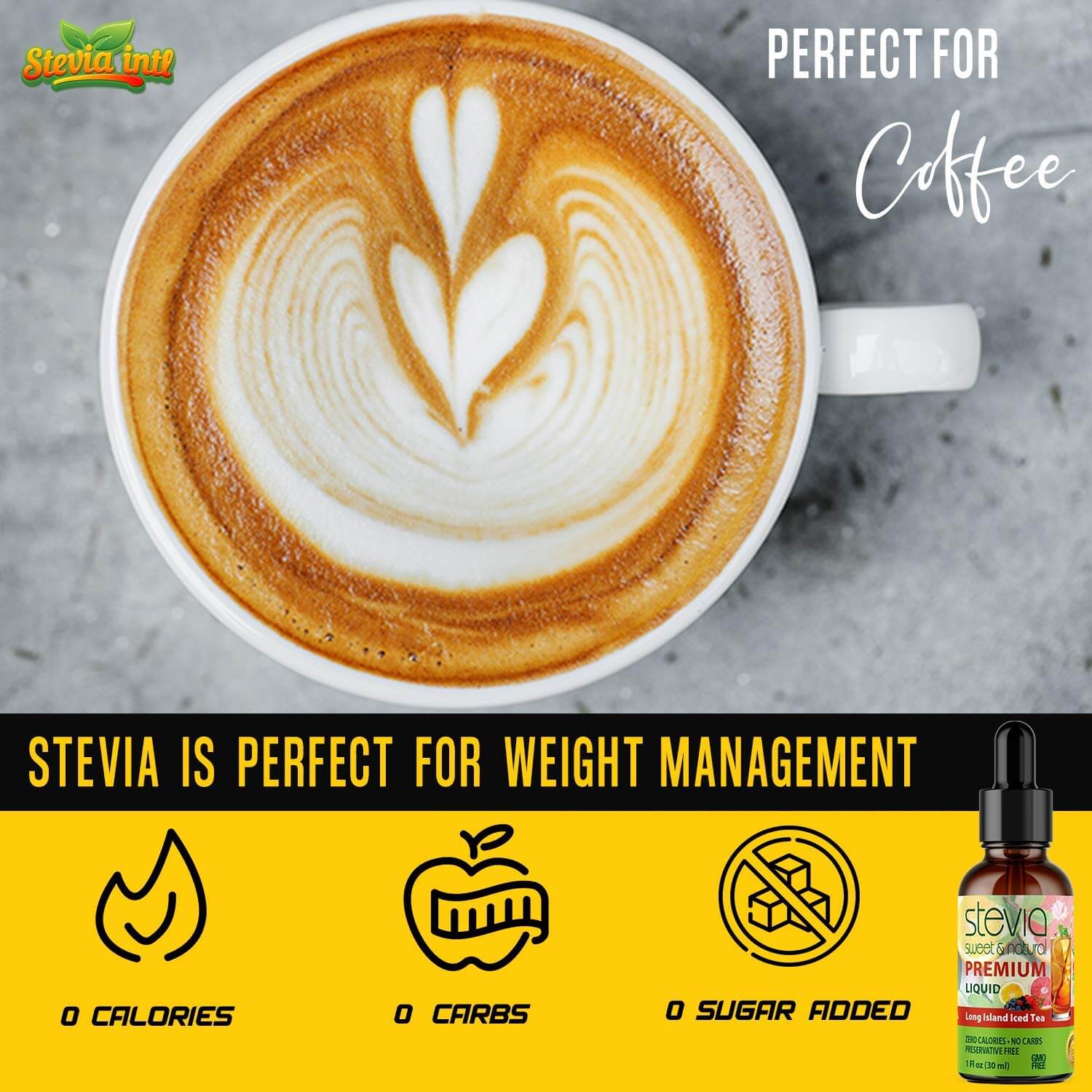 Long Island Iced Tea Stevia Liquid Drops. Organic Stevia Sweetener. Naturally Sweet, Sugar Substitute, Zero Calorie, Non-GMO, Diabetic & Keto Friendly