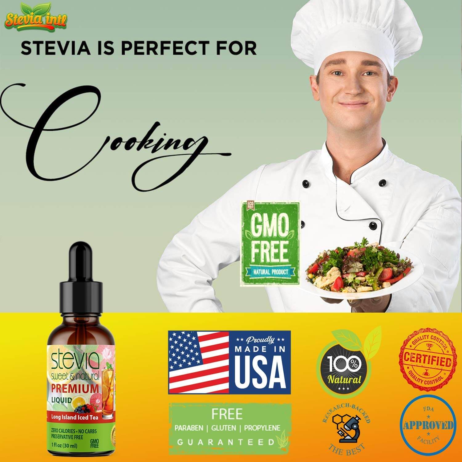 Long Island Iced Tea Stevia Liquid Drops. Organic Stevia Sweetener. Naturally Sweet, Sugar Substitute, Zero Calorie, Non-GMO, Diabetic & Keto Friendly