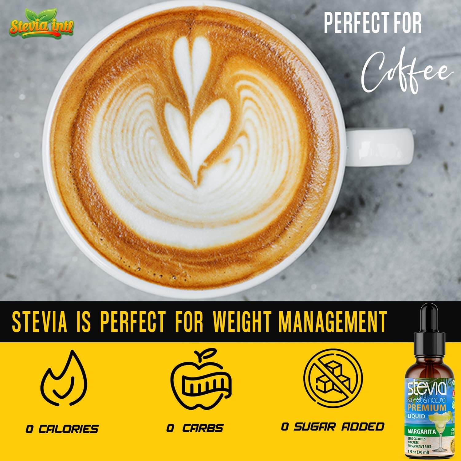 Margarita Stevia Liquid Drops. Organic Stevia Sweetener. Naturally Sweet, Best Sugar Substitute, Zero Calorie, Non-GMO, Diabetic & Keto Friendly