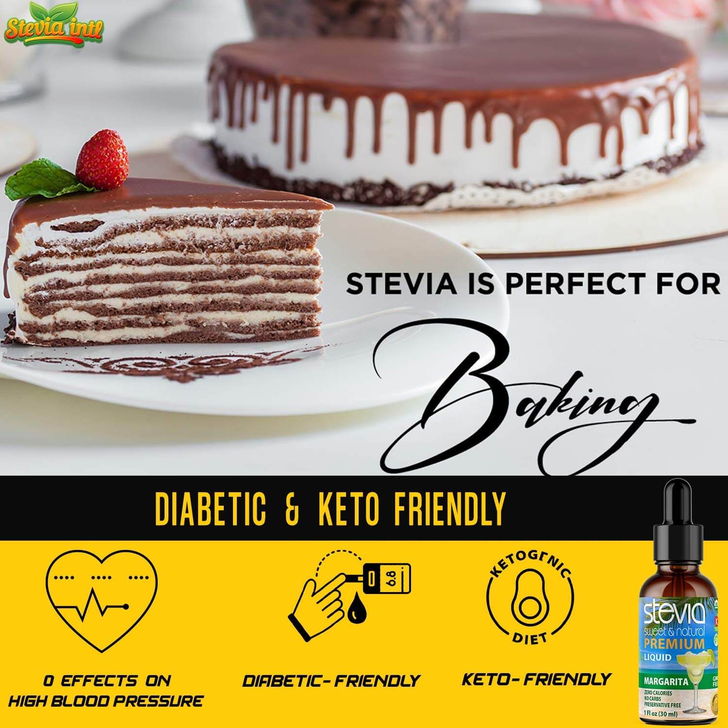 Margarita Stevia Liquid Drops. Organic Stevia Sweetener. Naturally Sweet, Best Sugar Substitute, Zero Calorie, Non-GMO, Diabetic & Keto Friendly