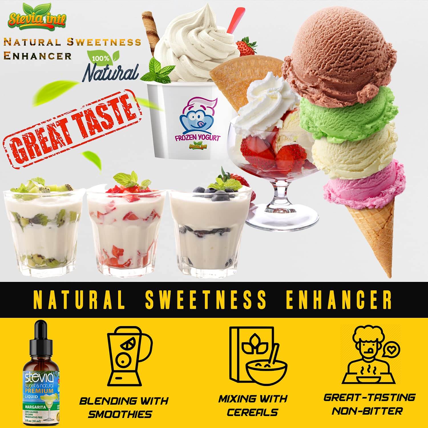 Margarita Stevia Liquid Drops. Organic Stevia Sweetener. Naturally Sweet, Best Sugar Substitute, Zero Calorie, Non-GMO, Diabetic & Keto Friendly