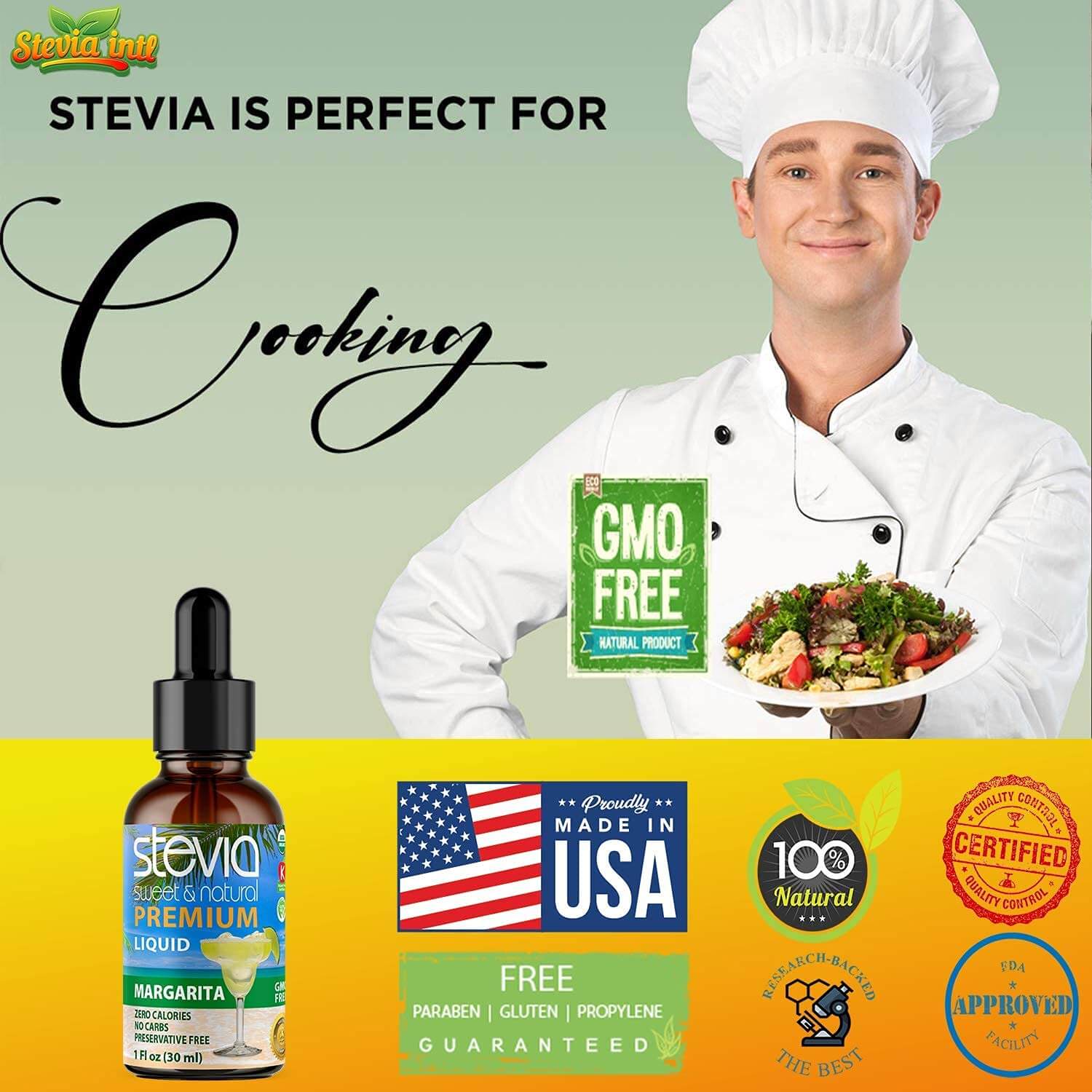 Margarita Stevia Liquid Drops. Organic Stevia Sweetener. Naturally Sweet, Best Sugar Substitute, Zero Calorie, Non-GMO, Diabetic & Keto Friendly