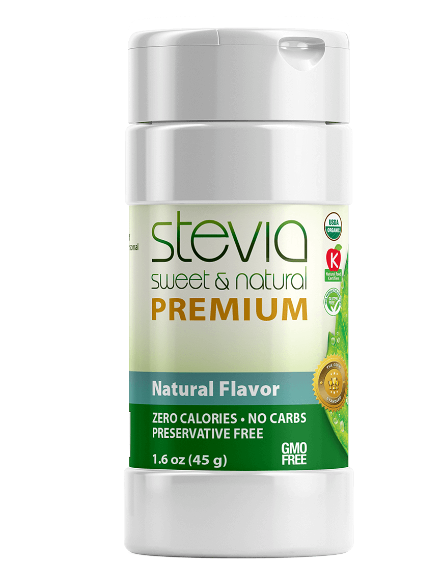 Natural Flavor Stevia Powder Shaker. Organic Stevia Sweetener. Pure & Naturally Sweet, Zero Calorie, 0 Carbs, Diabetic & Keto-Friendly (1.6oz) 45g