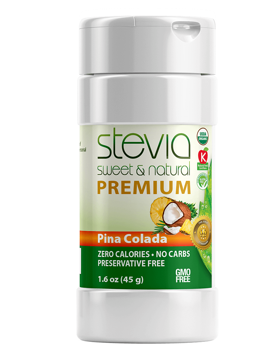 Piña Colada Stevia Powder Shaker. 100% Organic Stevia Sweetener. Pure & Naturally Sweet, Zero Calorie, 0 Carbs, Diabetic & Keto-Friendly (1.6oz) 45g