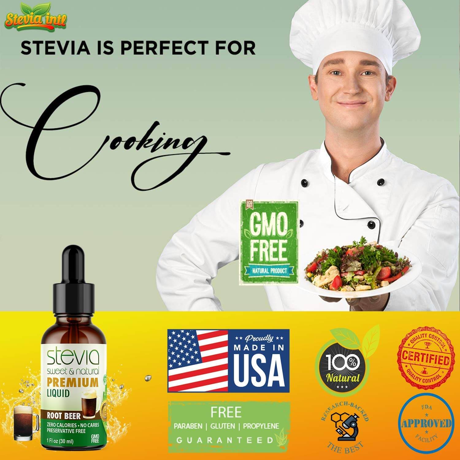 Root Beer Stevia Liquid Drops. Organic Stevia Sweetener. Naturally Sweet, Best Sugar Substitute, Zero Calorie, Non-GMO, Diabetic & Keto Friendly.