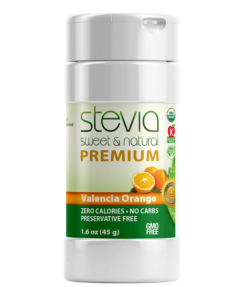 Valencia Orange Stevia Powder Shaker. Organic Stevia Sweetener. Pure & Naturally Sweet, Zero Calorie, 0 Carbs, Diabetic & Keto-Friendly (1.6oz) 45g