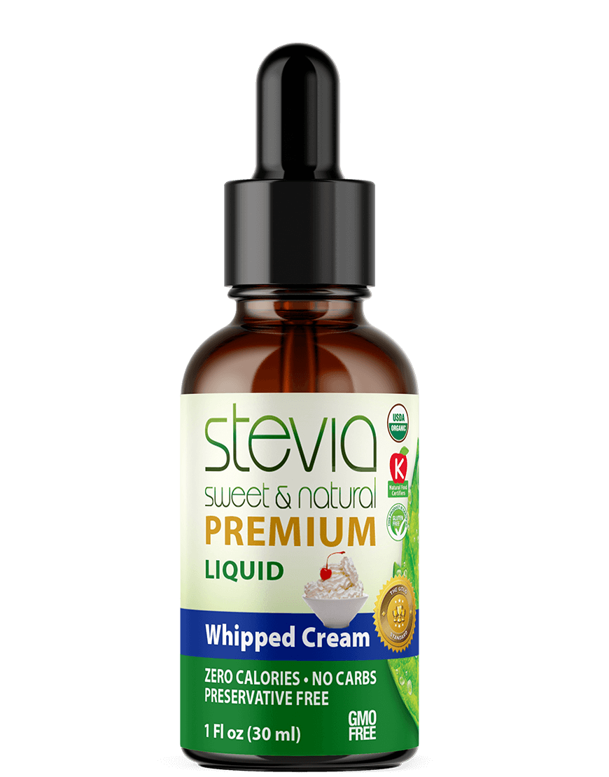 Whipped Cream  Stevia Liquid Drops. Organic Stevia Sweetener. Natural Stevia Extract. Best Sugar Substitute, 100% Pure Extract, All Naturally Sweet, Non Bitter, Zero Calorie, 0 Carbs, Gluten-Free, Non-GMO, Diabetic & Keto Friendly